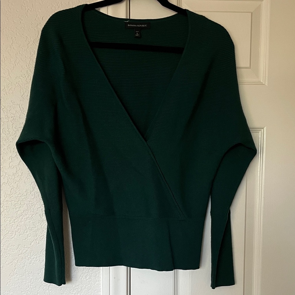 Banana Republic Forest Green V-Neck Sweater